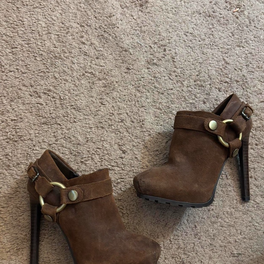 GUESS Brown Suede High Heel Ankle